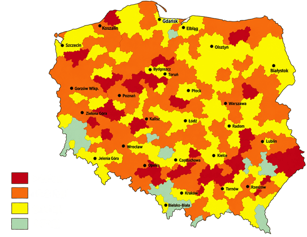Mapa twardości wody w Polsce